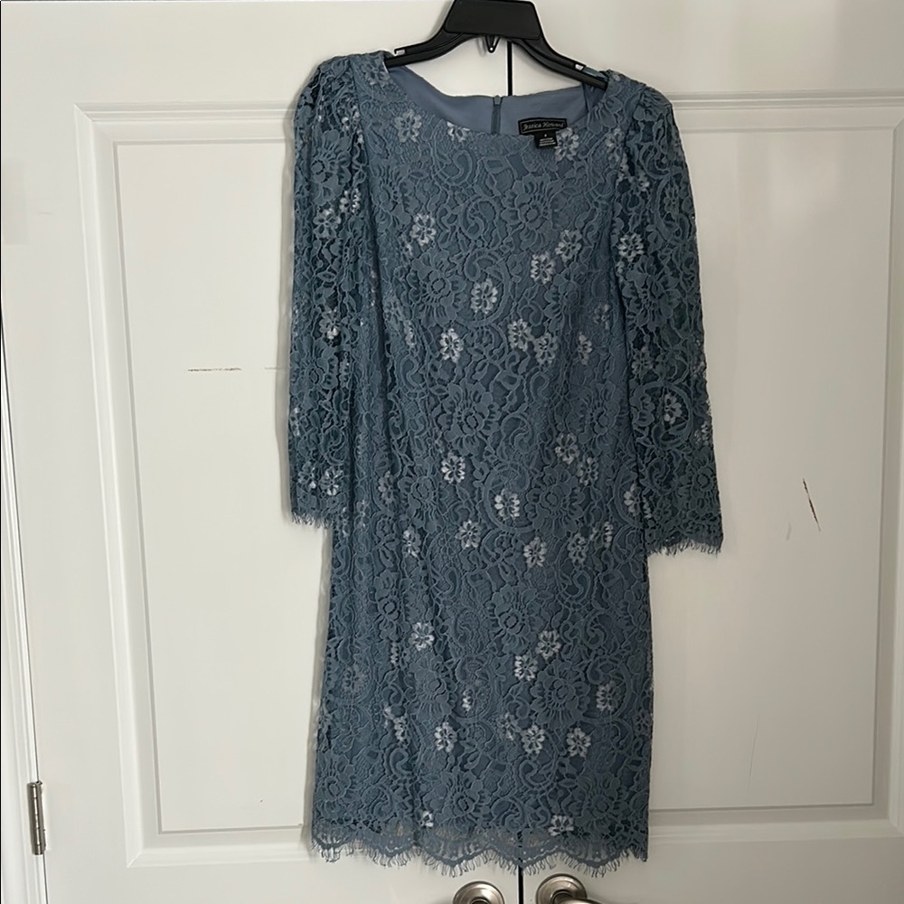 Elegant Blue Lace Dress